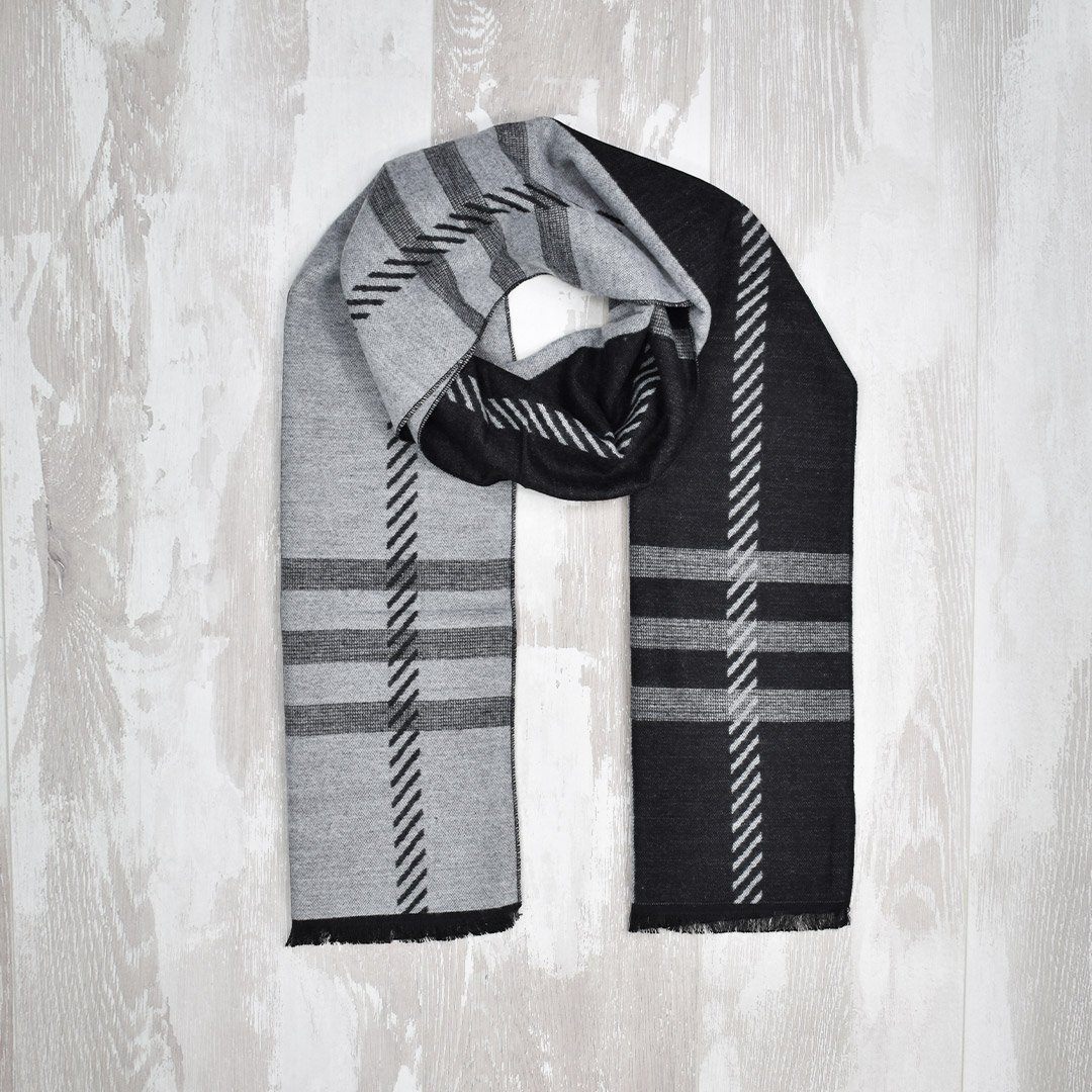 1 Κασκόλ pattern γκρι-μαύρο (82201006) - Image 1