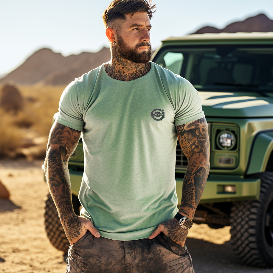 12310009 Ανδρικό T-shirt Topmen Φυστικί με τύπωμα (12310009) - Image 1