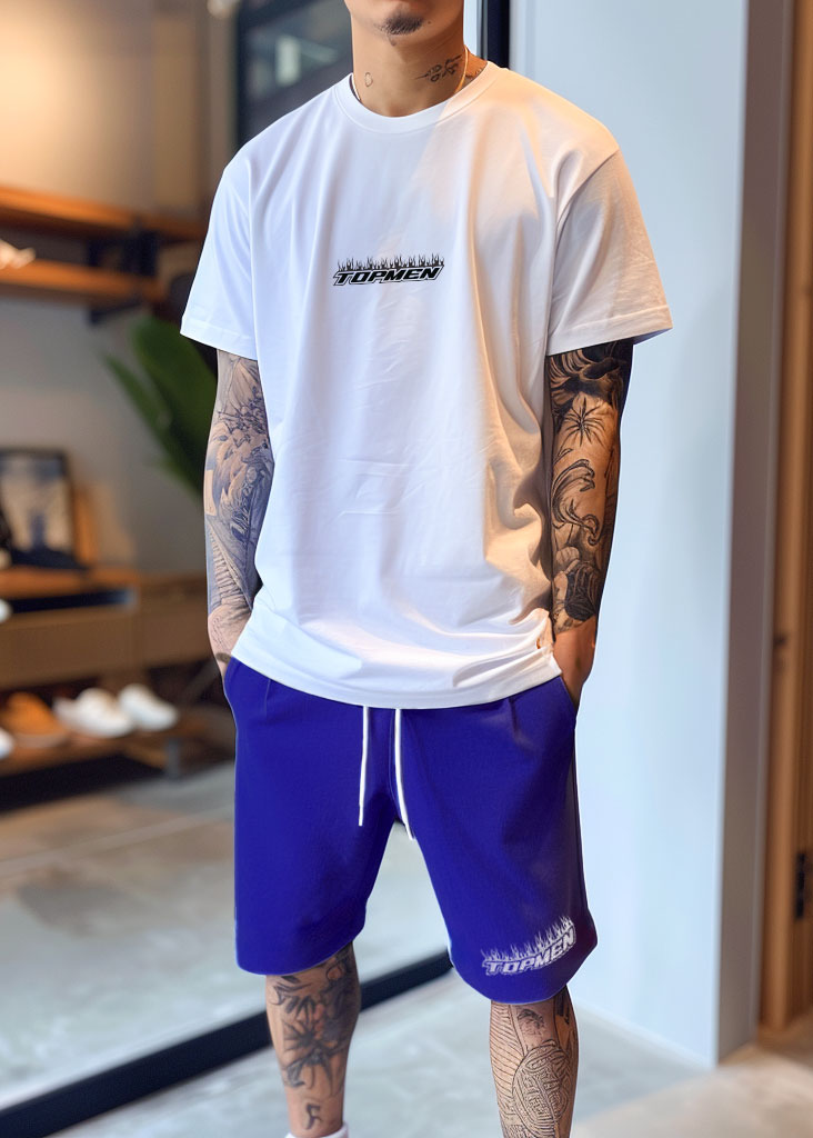 blue-white Σετ T-shirt και Βερμούδα - 21240011 - Image 1