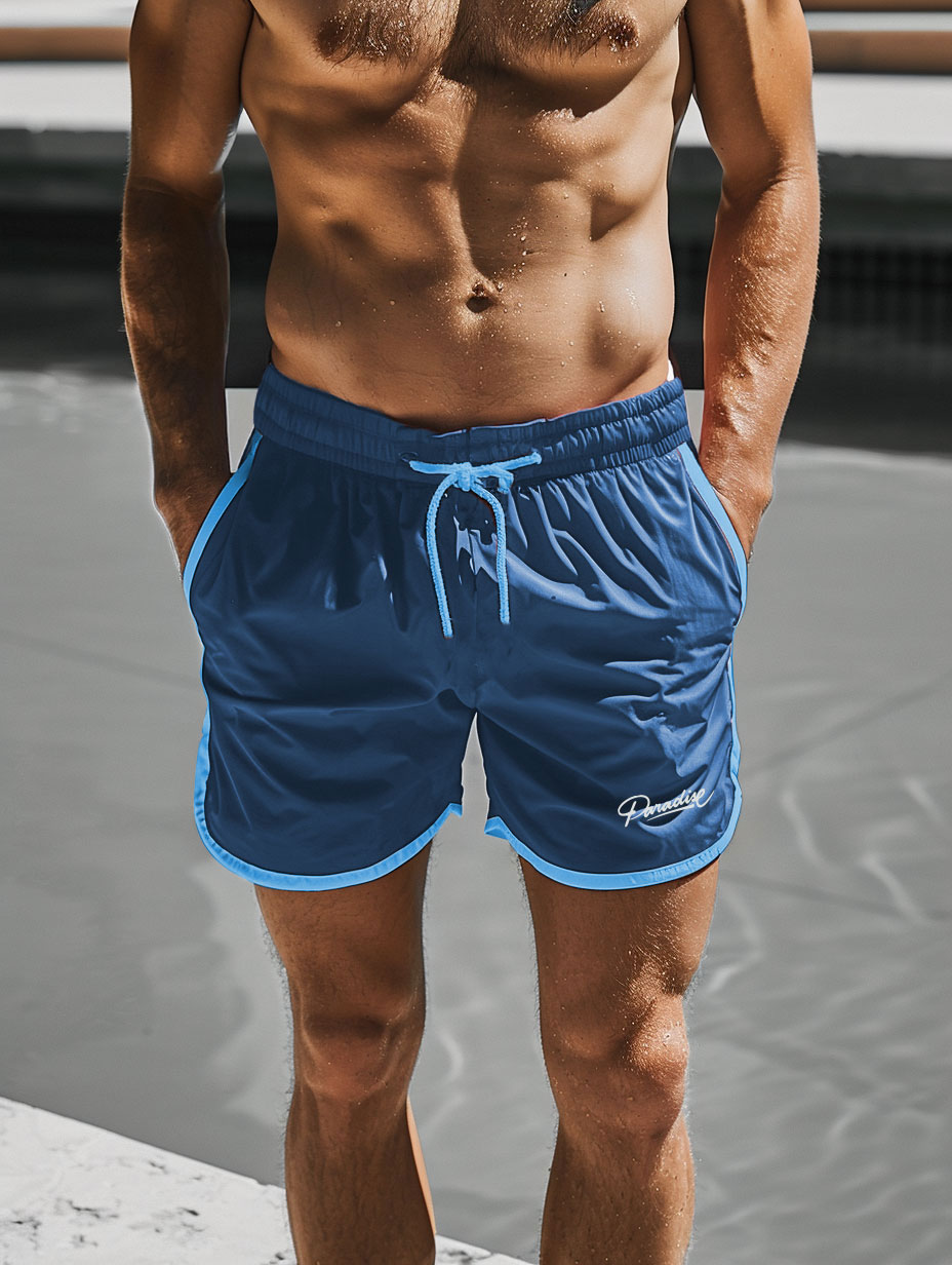 5-2 Μαγιό navy με τύπωμα (9024017) - Image 1