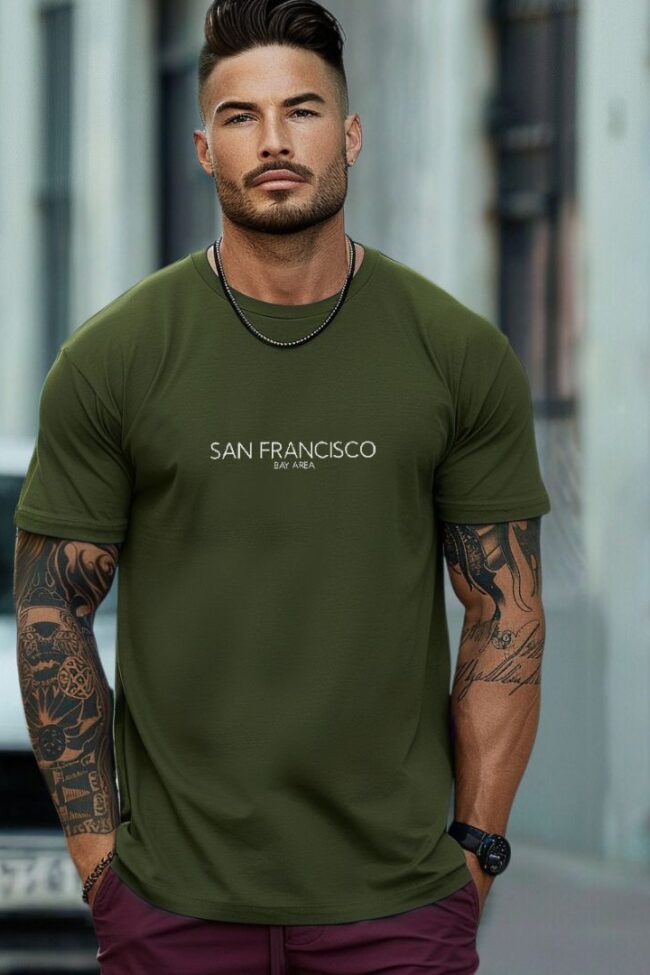 Ανδρικό T-shirt Topmen Χακί με τύπωμα (12410062)