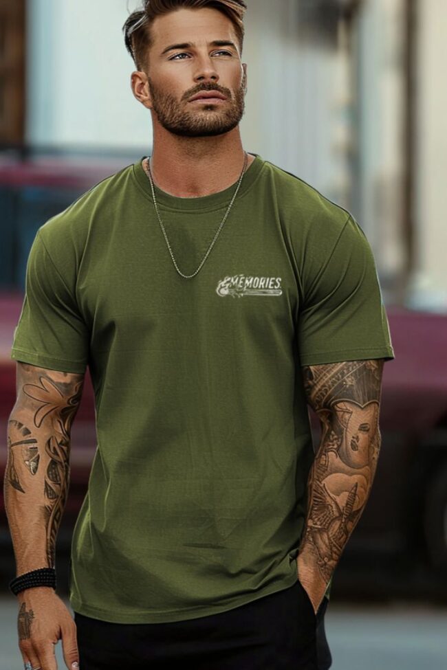 Ανδρικό T-shirt Topmen Χακί με τύπωμα (12410061)